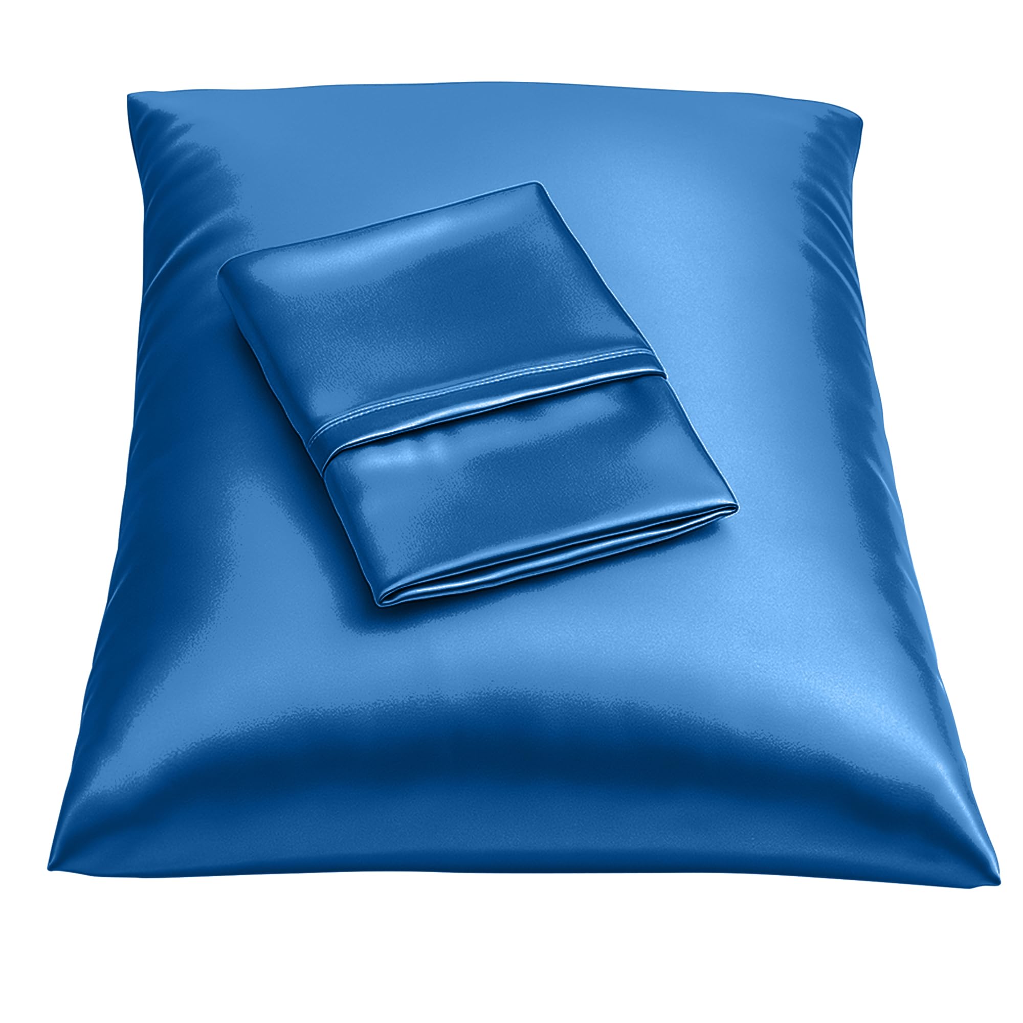 BLISSFORD Satin Pillowcase with Zipper, Like Silk Pillow Cases - Royal Blue