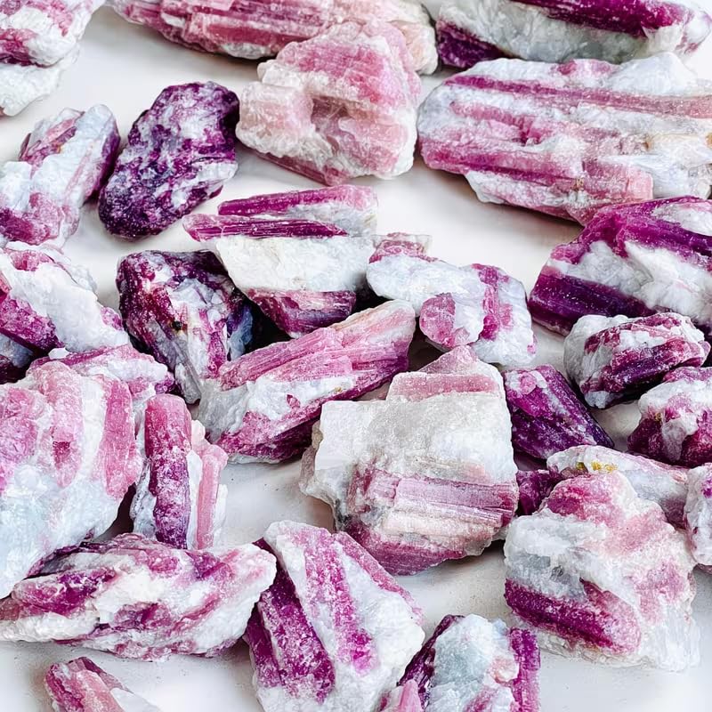 Cristal Crudo de turmalina en Flor de Ciruelo Natural – Turmalina | Espécimen mineral, piedra de cristal curativa para decoración del hogar, colección y regalo