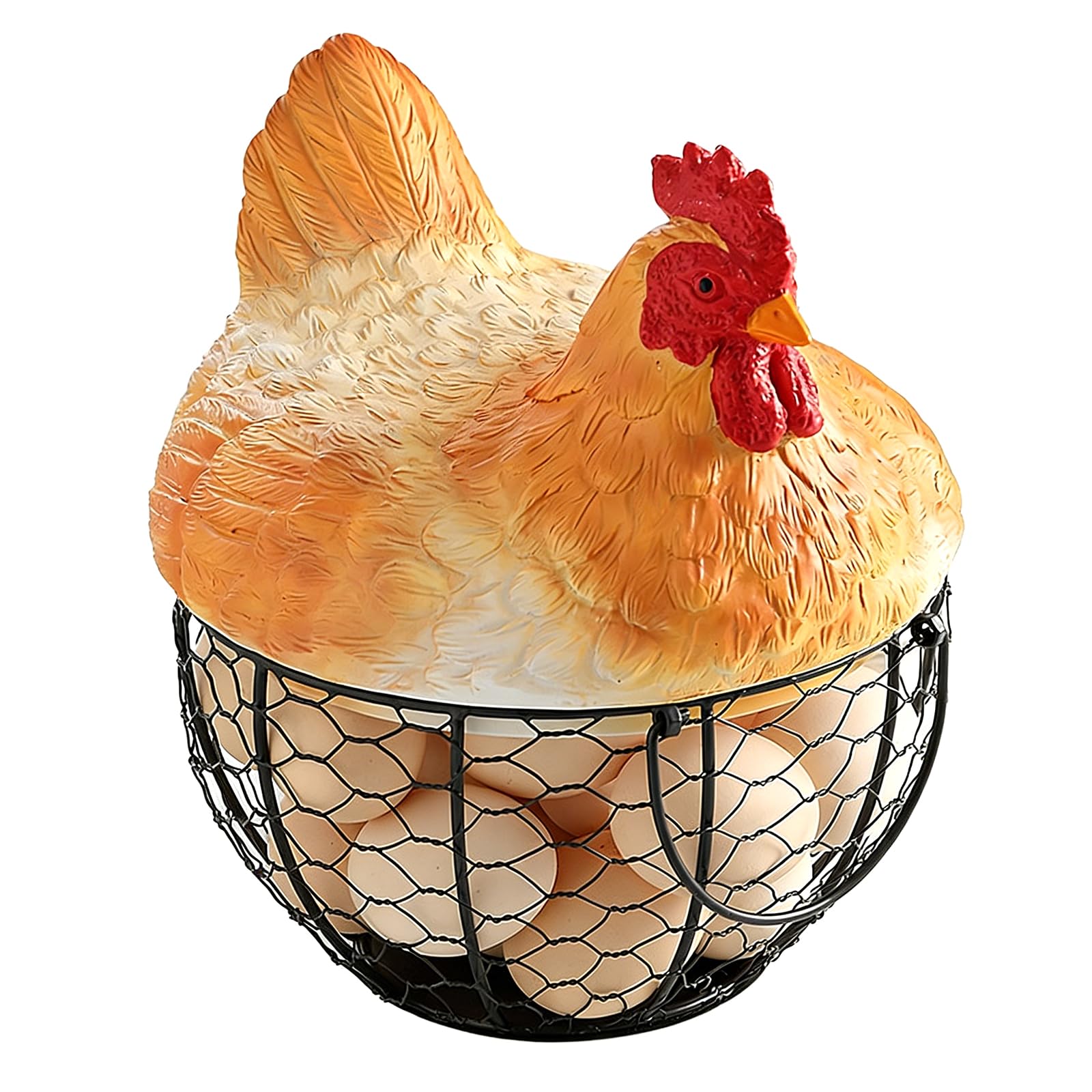 Kalttoy Eggs Storage Container for Kitchen Countertop Chicken Eggs Basket with Lid for Organizing Items Chicken Molded Basket