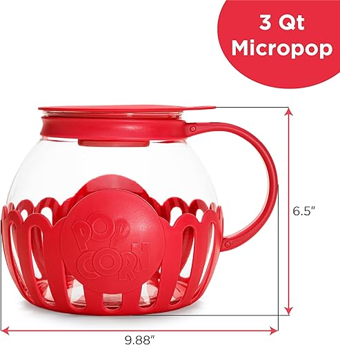 Miniatura 7 de Ecolution Microondas originales Micro-Pop Popcorn Popper Borosilicate Glass, tapa de silicona 3 en 1, lavavajillas Caja fuerte, BPA gratis, Tamaño