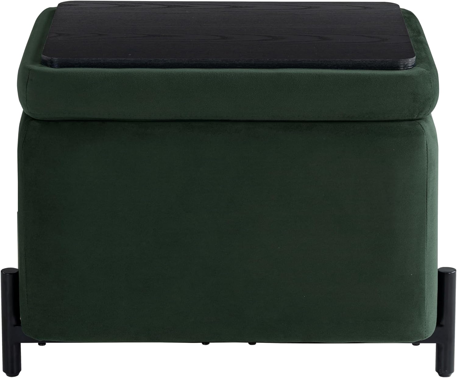 Studio Living Connor 24” Small Storage Ottoman with Reversible Tray Lid, Velvet Upholstered Footrest & Accent Bench, Hidden Storage, Metal Legs, Modern Boho Design, Green