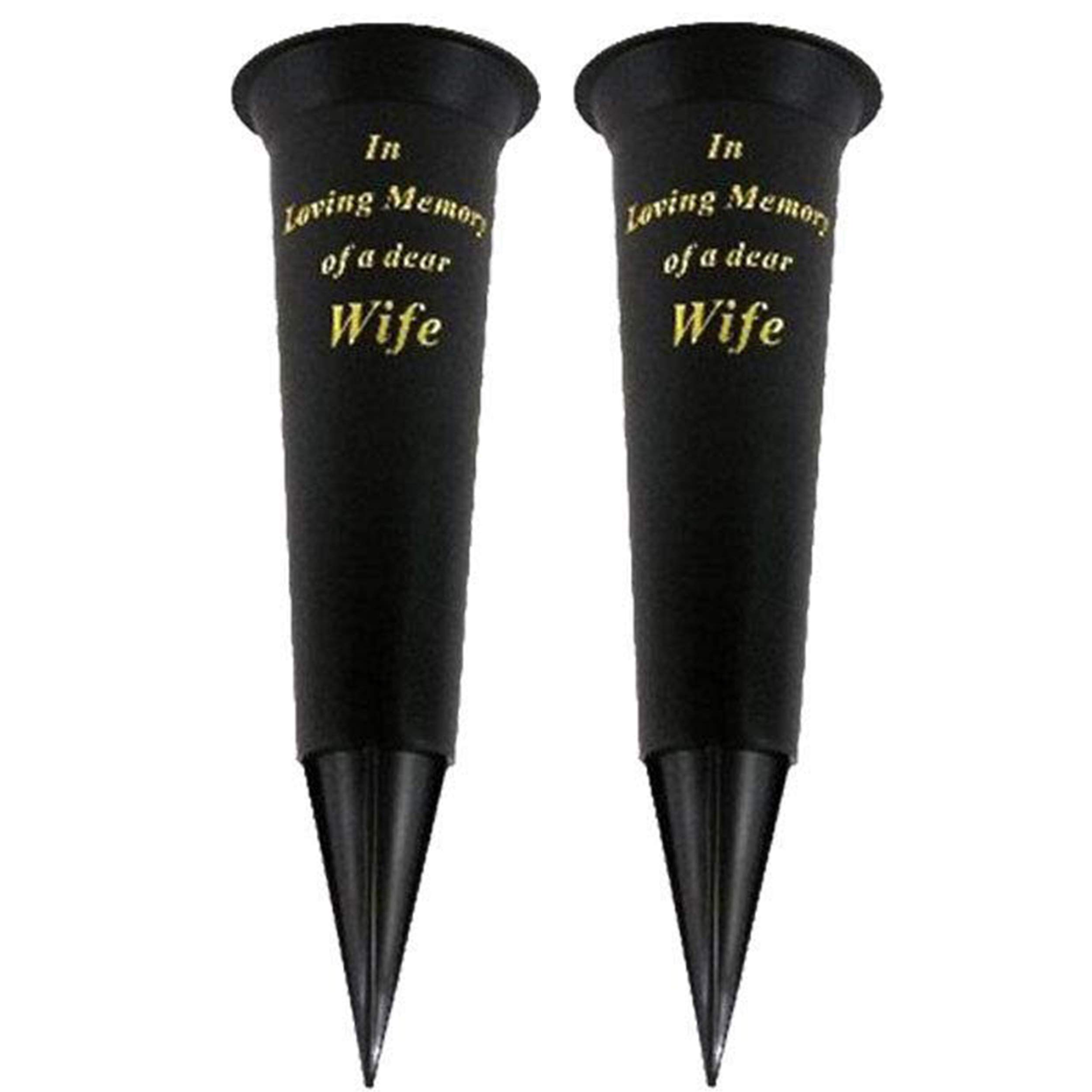 Angraves Set of 2 Wife In Loving Memory Spiked Memorial Grave Flower Vases