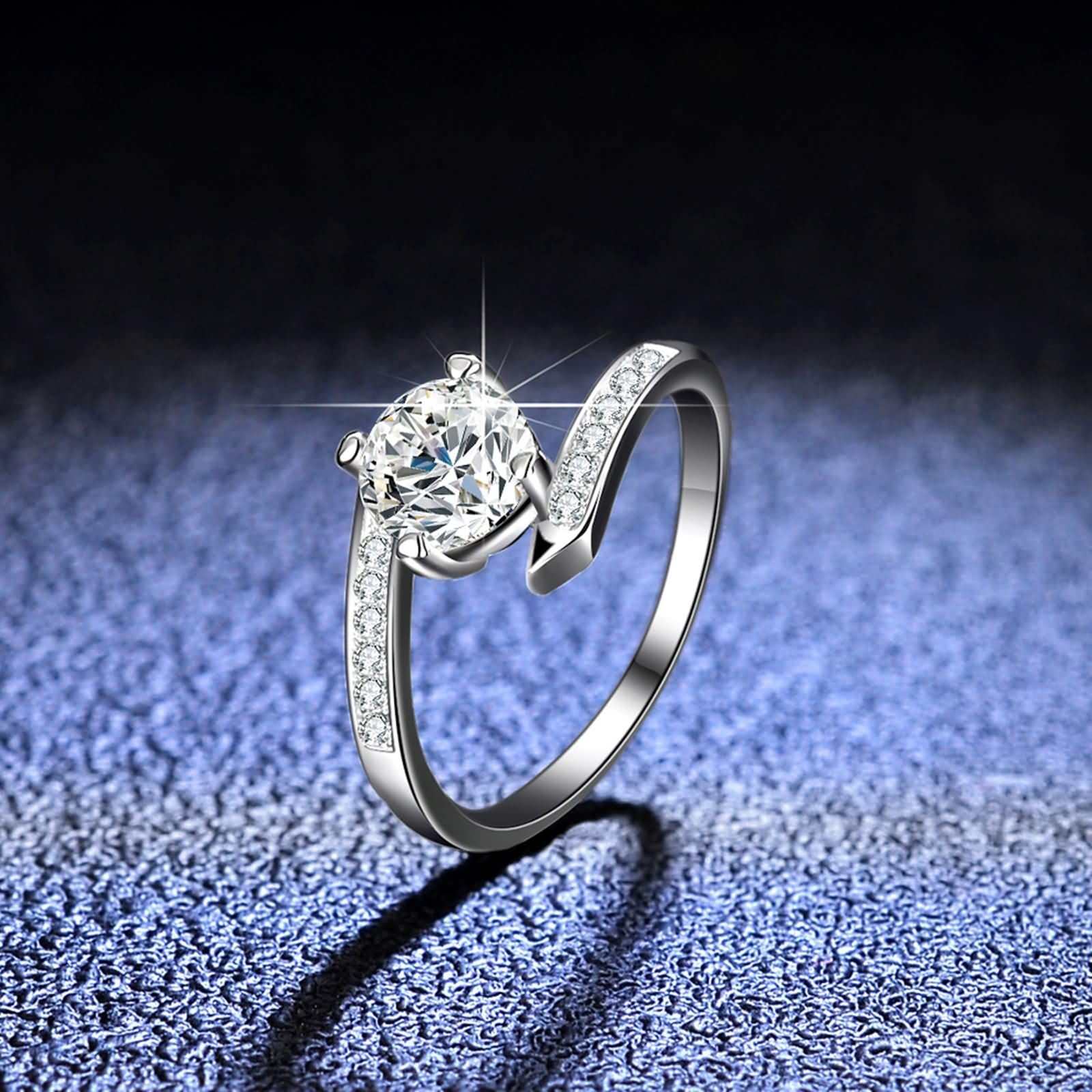 Anillo de oro de 18 quilates para mujer, anillo solitario de garra de moissanita, anillos de boda y compromiso para ella, oro blanco de 9 quilates, 14 quilates y 18 quilates, talla H 1/2-V 1/2