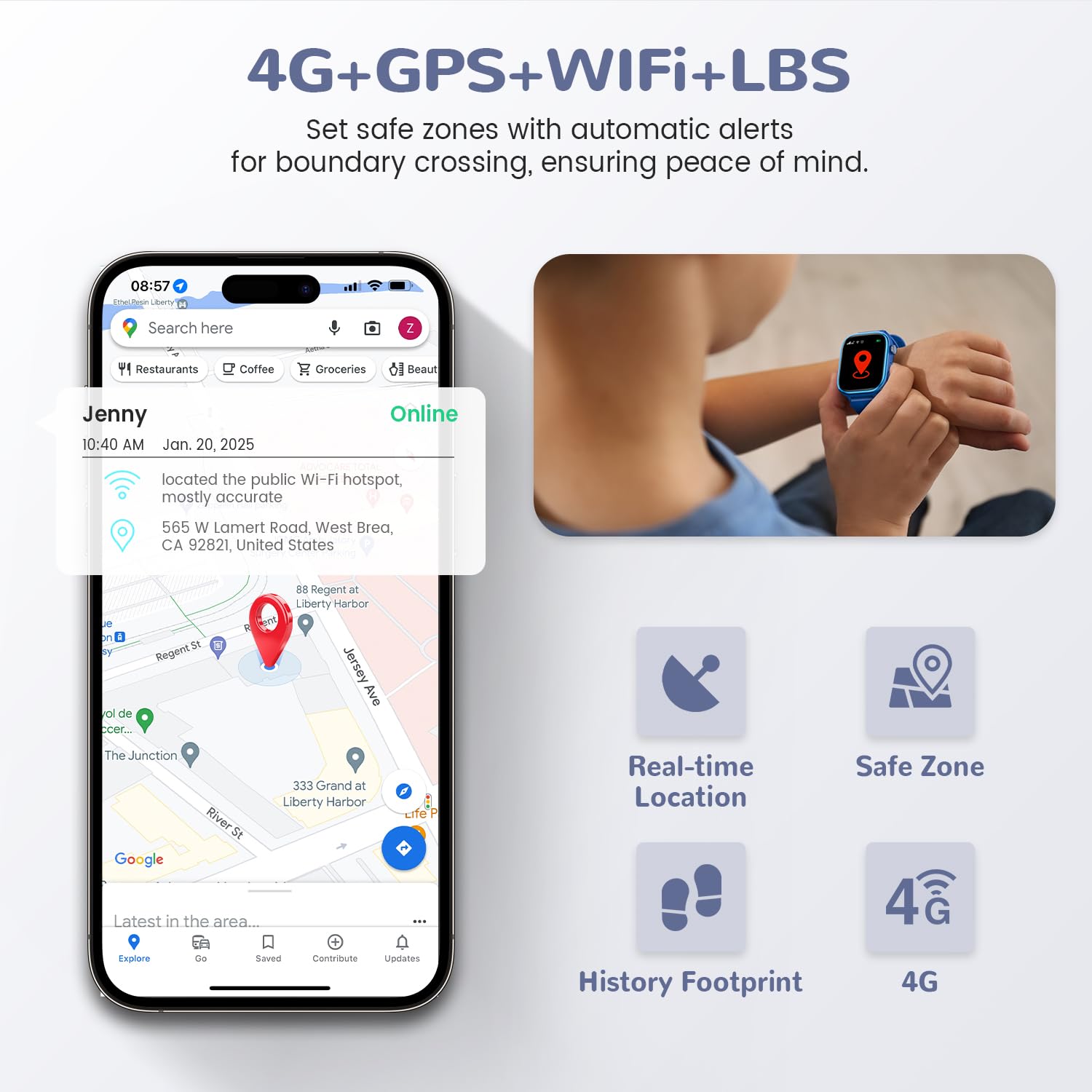 SWGOTA 4G Smartwatch Bambini con GPS e Telefono, Orologio Smartwatch Bambini con Videochiamate, Messaggi, modalità Scuola, SOS, Impermeabile IP68, Contapassi - Regalo per Ragazzi e Ragazze (Blu)