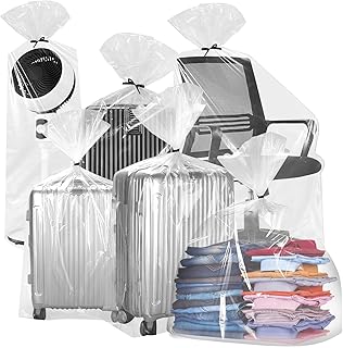 اكياس تخزين بلاستيكية شفافة كبيرة للغاية من وينزو، 90 × 120 سم (35.4 47.2 انش)، 5 قطع مسطحة سميكة ومتينة للامتعة والاثاث واللحاف والكرسي