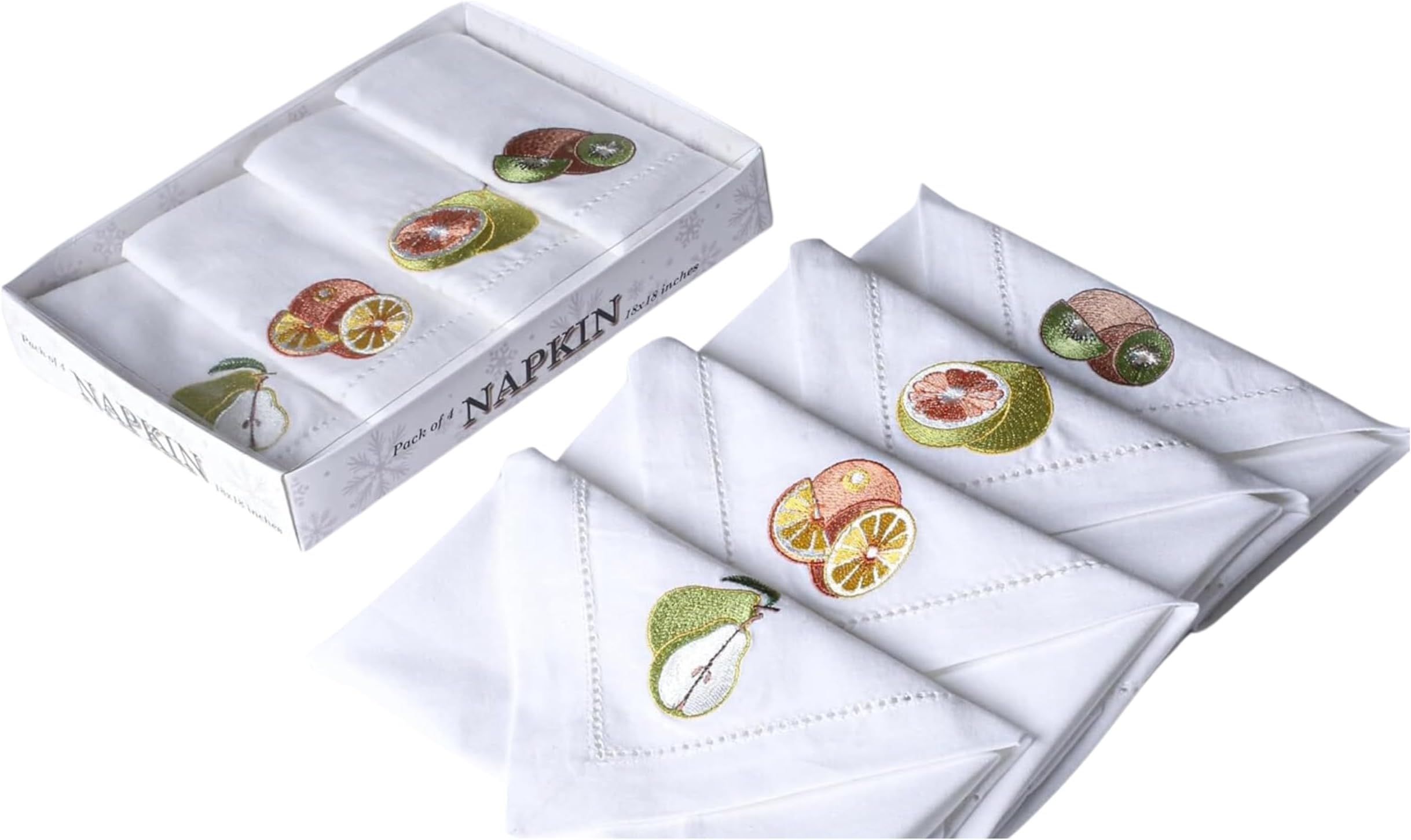 Cotton Cloth Napkins Set of 4 18x18 Inch Textured Fabric, Hemstitched, Machine Washable – Wedding, Thanksgiving, Dinner Table Napkin with Retail Gift Packaging