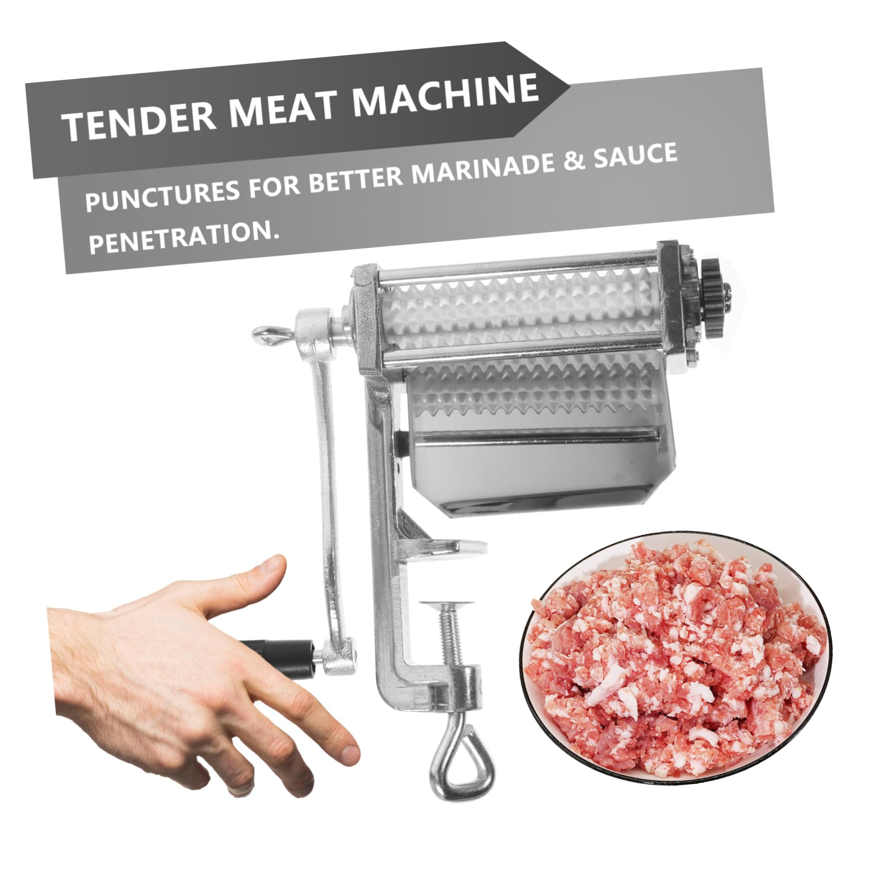Fleischzartmacher mit Metalleinsatz, Beige, zum Zerteilen von Fasern | Leicht Zerlegbar, für Steaks und Schweinekoteletts, Küchenhelfer für Schnelles Vorbereiten