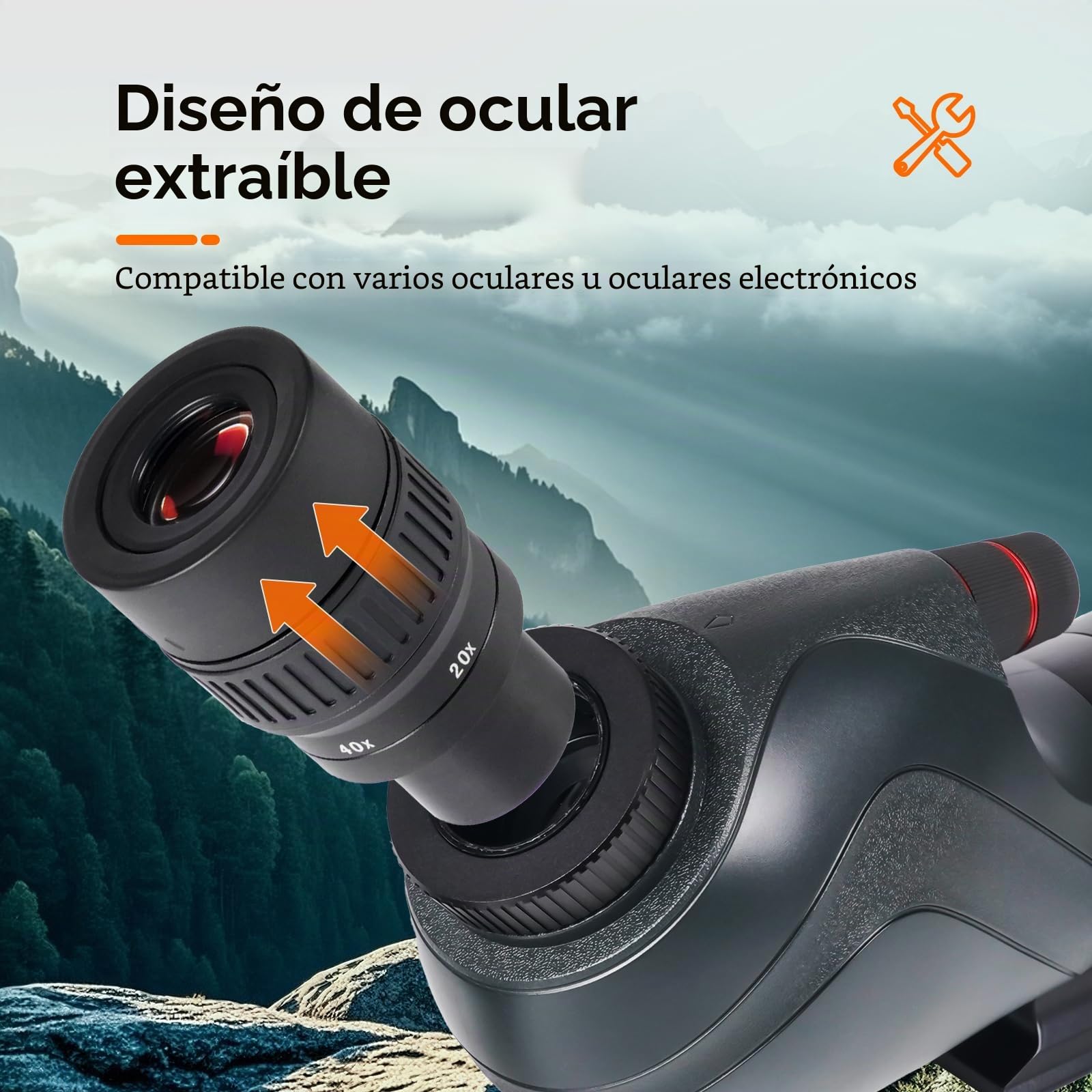 Svbony SV406 20-60x80mm Telescopio Terrestre, HD FMC BAK4, Enfoque Doble Velocidad, 1,25'' Ocular Extraíble, IPX7 Impermeable, con Trípode y Bolsa Transporte, para Observación de Aves, Vida Silvestre