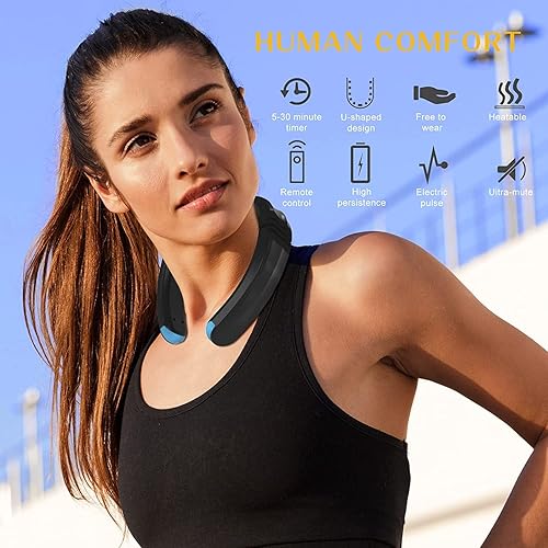 Miniatura 1 de Masajeador de cuello calentado, terapia de masaje de cuello, 9 modos, 50 intensidades, masajeador portátil de punto de gatillo de tejido profundo,