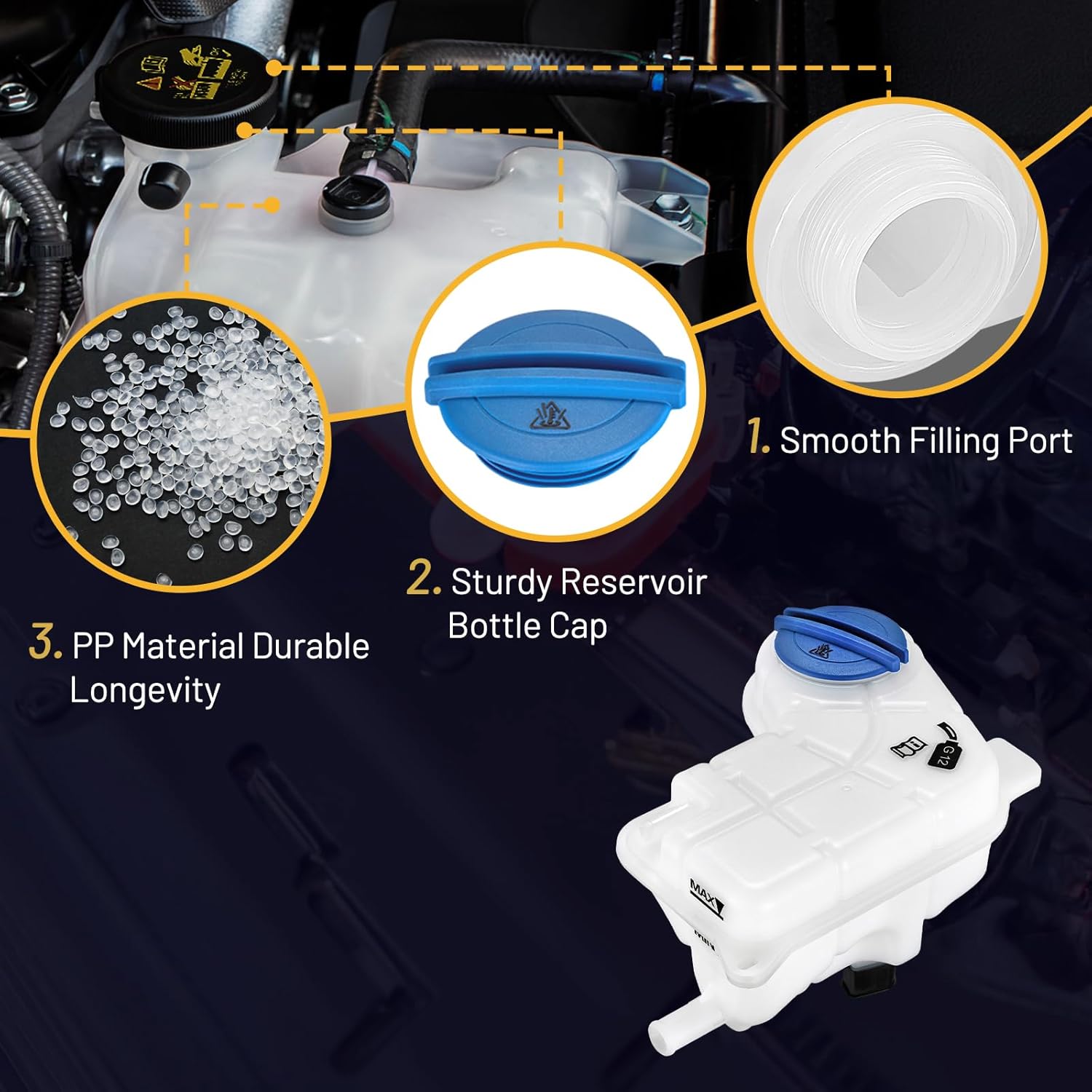 Engine Coolant Expansion Reservoir Overflow Tank 603-638 Compatible with Audi A4 A4 Quattro 2002-2009 Replace 8E0121403 376737131 8E0121403 FRT1108C FRT1108C 603638 Coolant Reservoir Tank