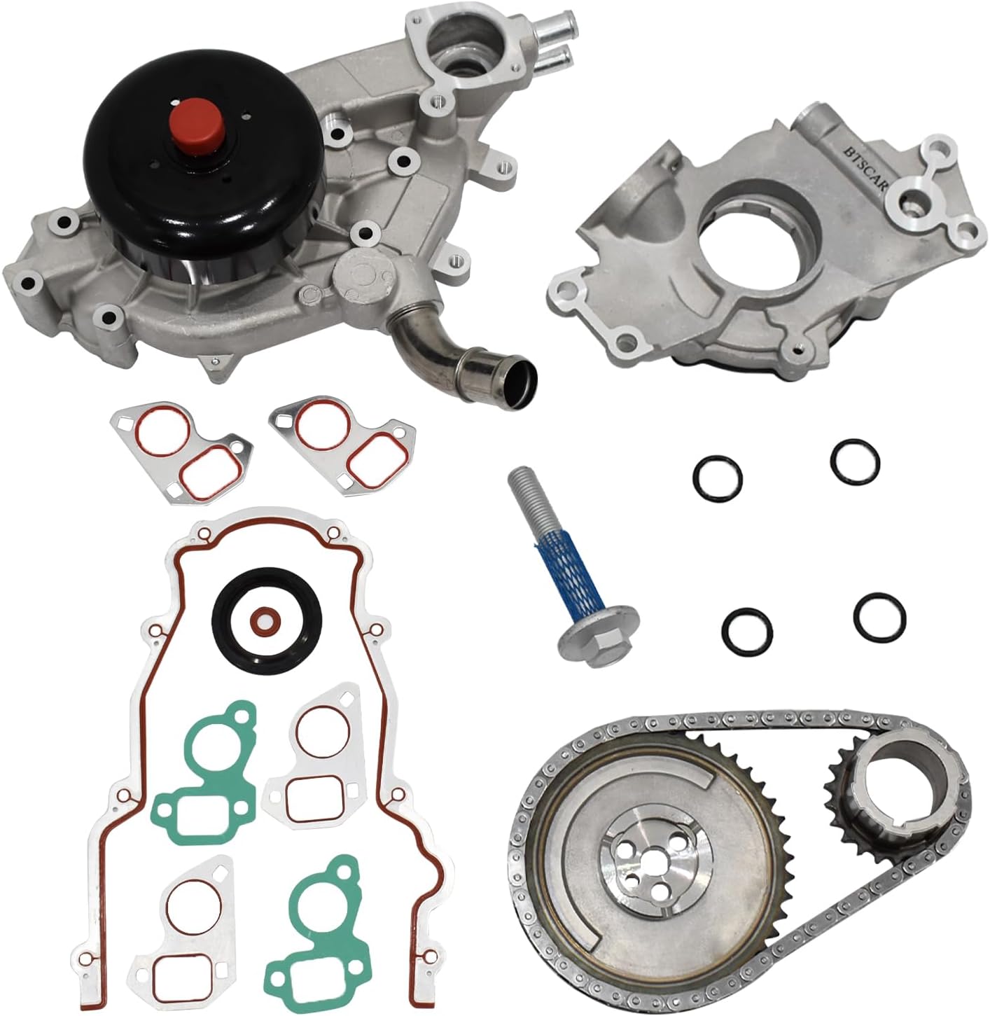 M295 Oil Pump with Water Pump, Timing Chain Fit for 1997-2006 Chevrolet Silverado 1500 Express Suburban GMC Sierra Yukon Cadillac 4.8 5.3 6.0L