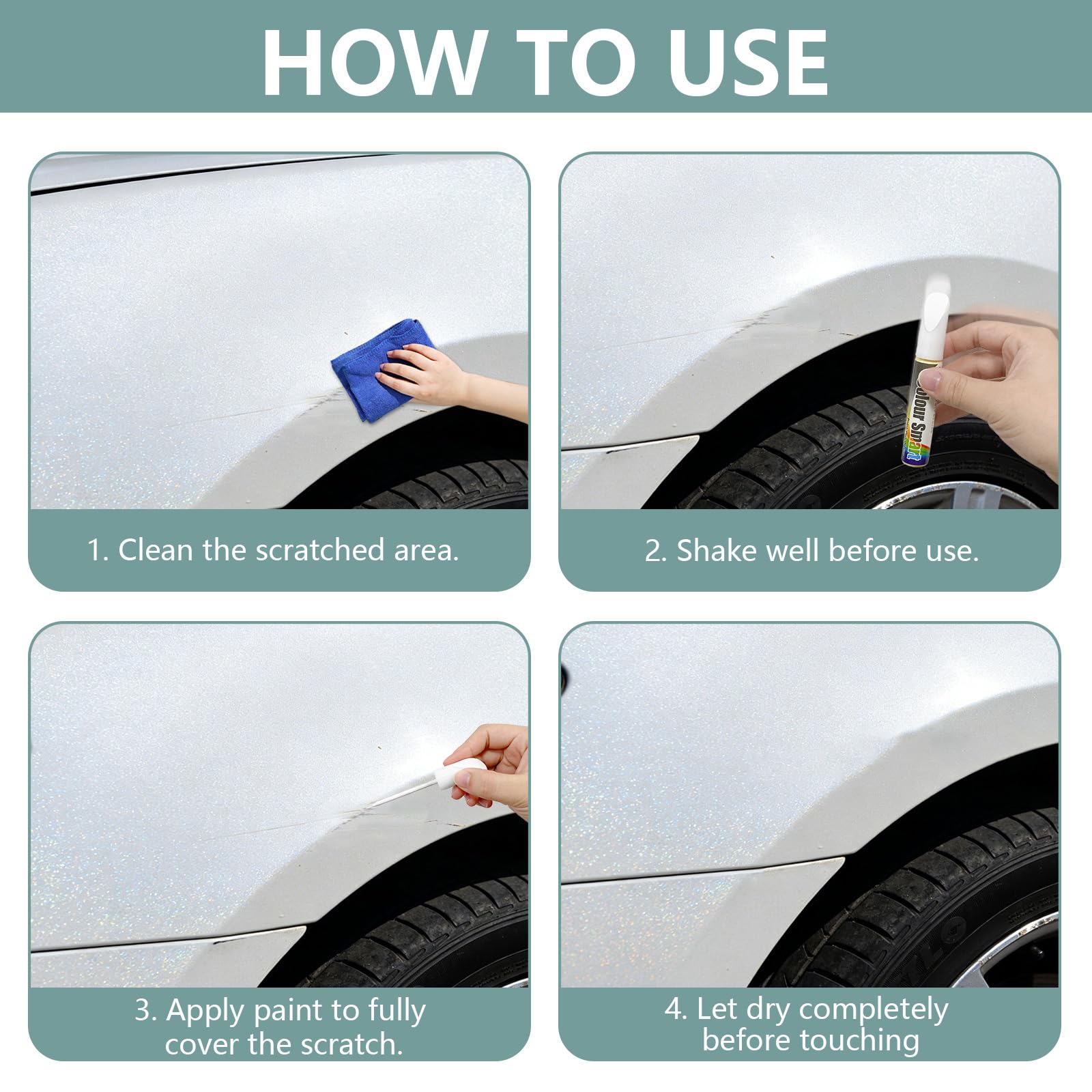 Bellanova Pintura para Coche 12ml x 2, Reparador Arañazos Coche, Rotulador Arañazos Coche para Carrocería, Pintura Llantas Coche para Pequeños Daños (Blanco perlado) - 5