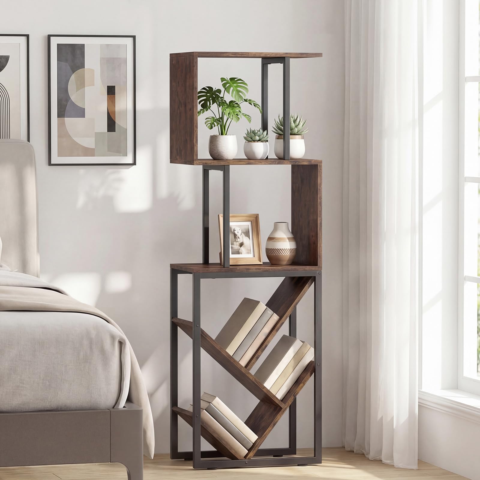 KOMFOTTEU Libreria Verticale a 6 Ripiani Metallo e Kit Antiribaltamento
