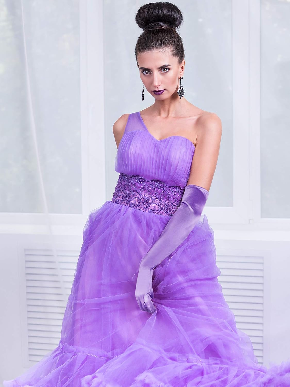 6 Pack Long Satin Gloves 1920s Opera Length Gloves for Wedding Halloween Prom (6 Colors)
