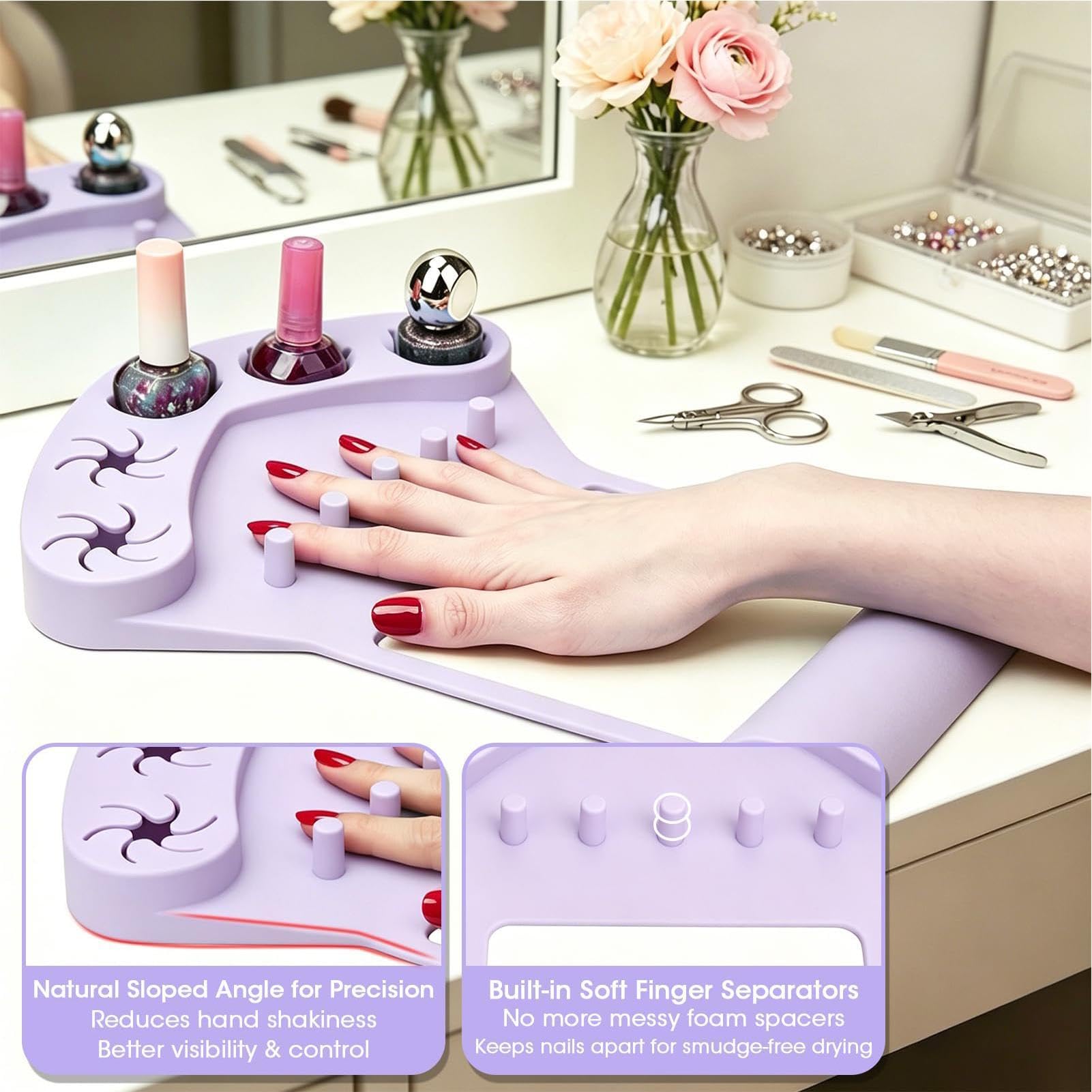 Podpórka pod rękę dla manicure i pedicure Silikonowy Separator Palcowy | Podpórka pod rękę do manicure Do dekoracji, ćwiczeń, akcesoriów, pedicure, salonu, domu, stołu, sztuki i