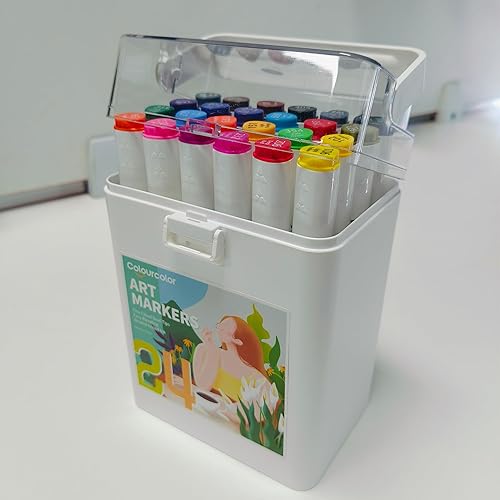 Miniatura 6 de Juego de marcadores de alcohol de doble punta fina y cincel, marcadores de boceto doble, marcadores permanentes a base de alcohol con estuche (24)