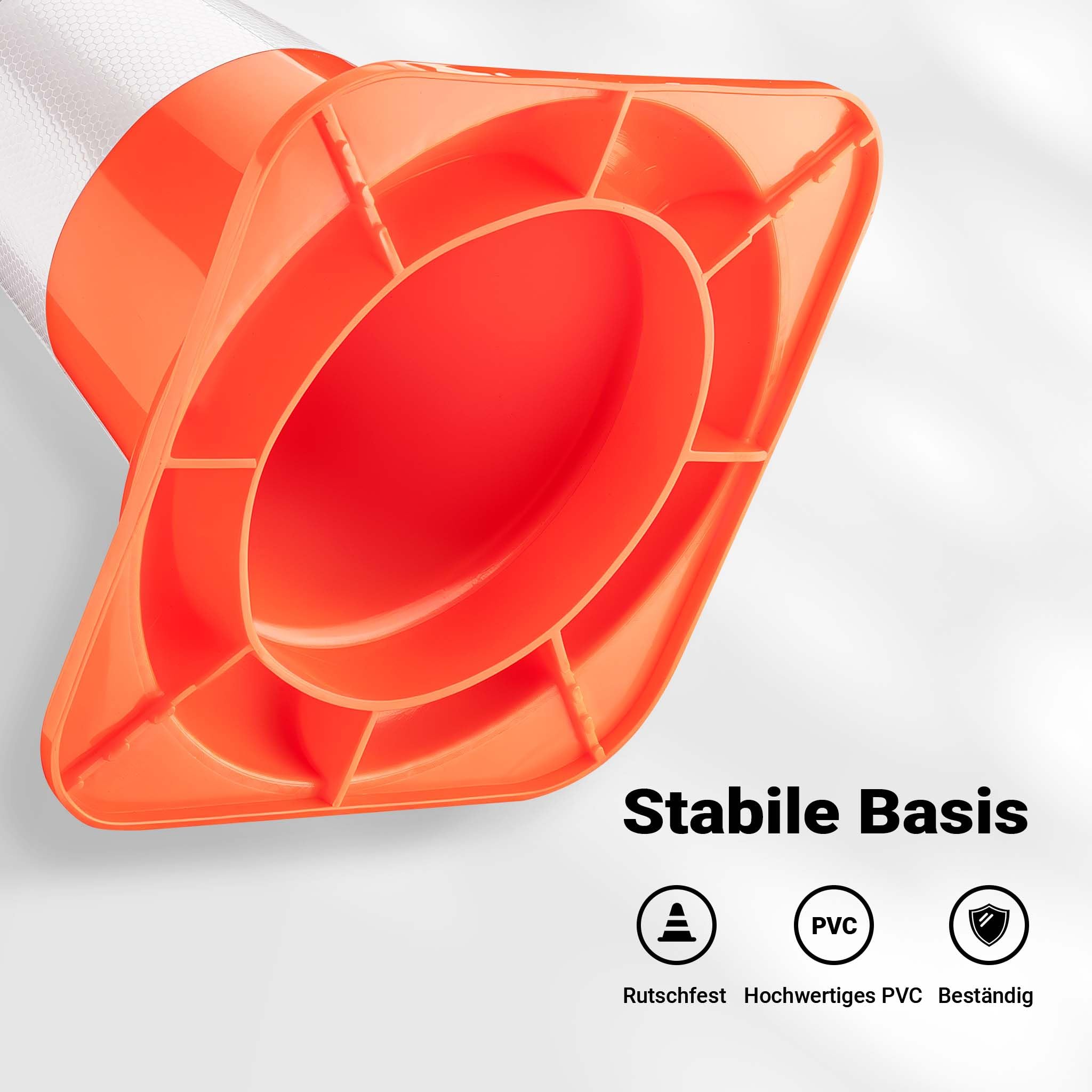 Wiltec Cônes de signalisation 50 cm de haut, lot de 6 pièces, cônes de signalisation pour sécuriser, pylônes réfléchissants en PVC robuste pour chantiers