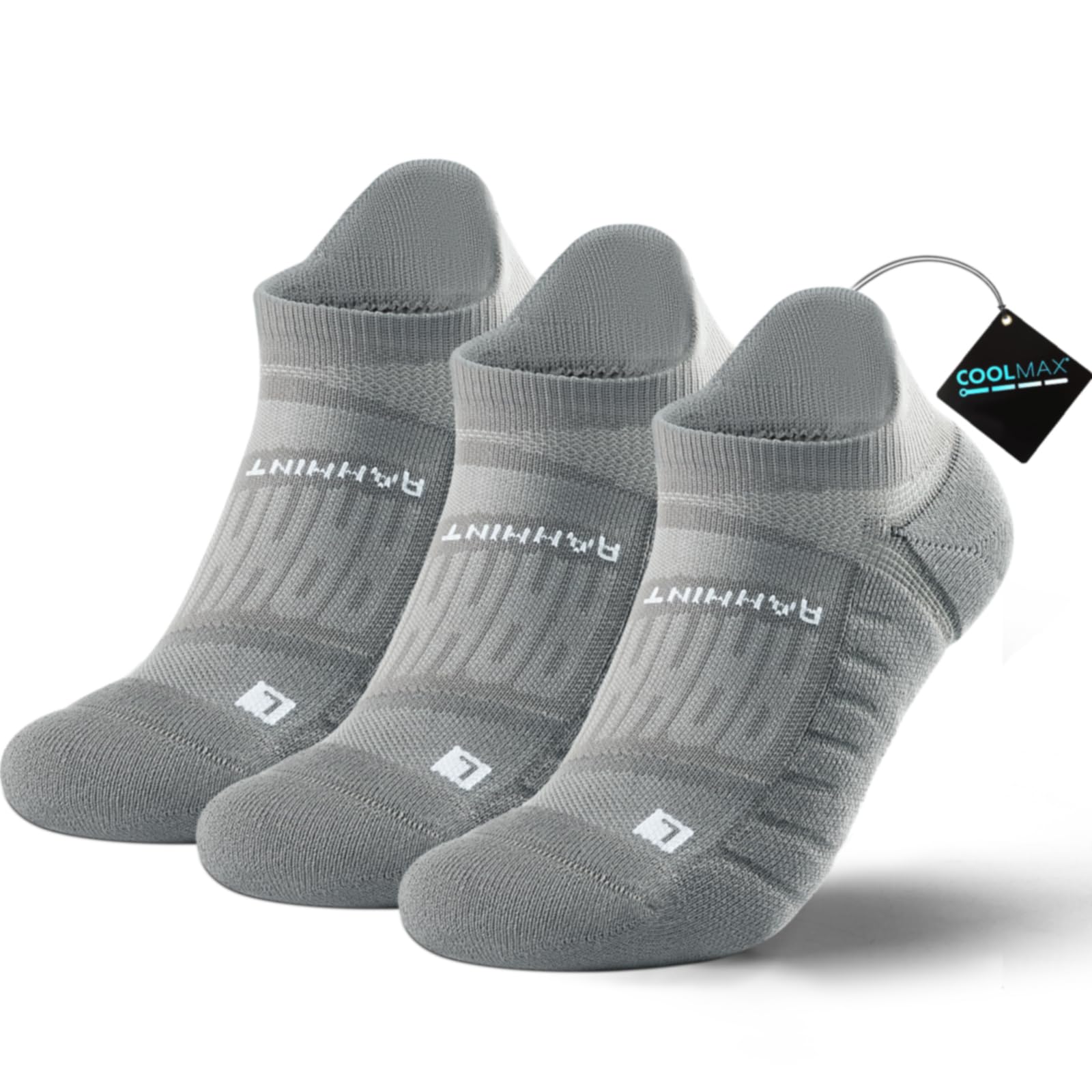 Rahhint Coolmax Compressione 3 Paia Corti Calze Running per Uomo e Donna, Anti-Vesciche, Calze Sportivi Uomo Donna, rinforzati tallone e punta, Umidità e Traspirazione