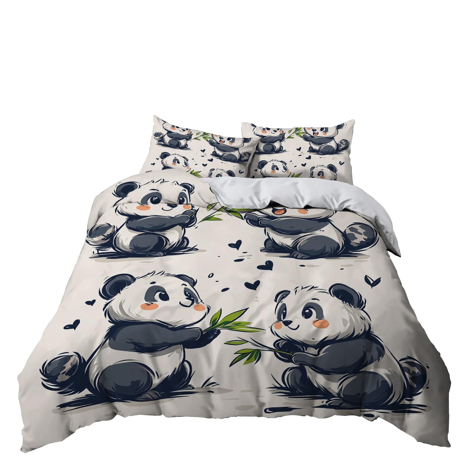 Funda Nordica Cama 150 Panda Infantil Funda Edredon Cama 150 Juvenil Suave Transpirable Microfibra Ropa de Cama Fundas Nordicas 220x240 cm, 2 x Fundas de Almohada 50x90 cm 5D6WA1751