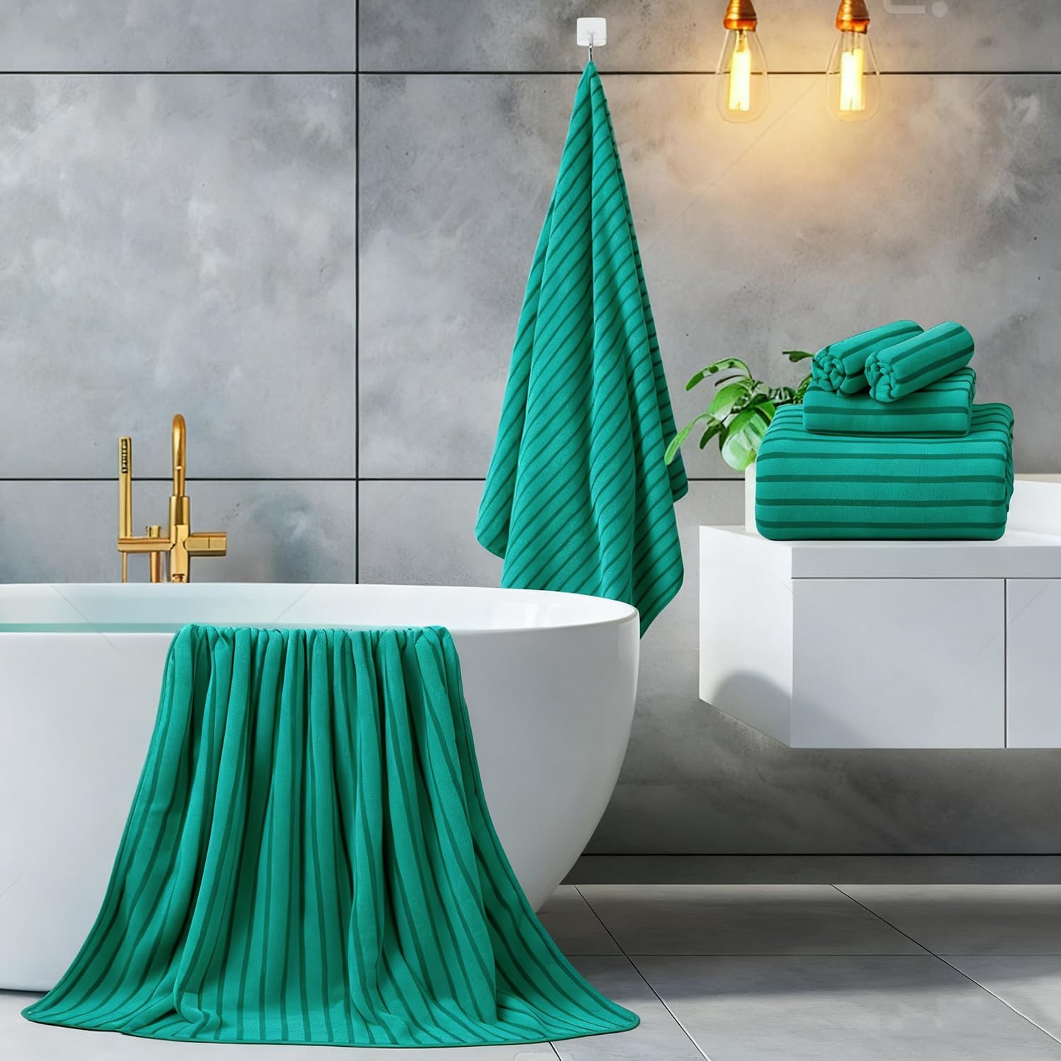 Mistyrose Bath Towels,8 Pack Large Bath Towels Set Super Absorbent Microfiber Bath Sheets-2 Oversized Bath Sheets 2 Hand Towels 4 Washcloths for Family Hotel Spa Gym(Emerald Green)