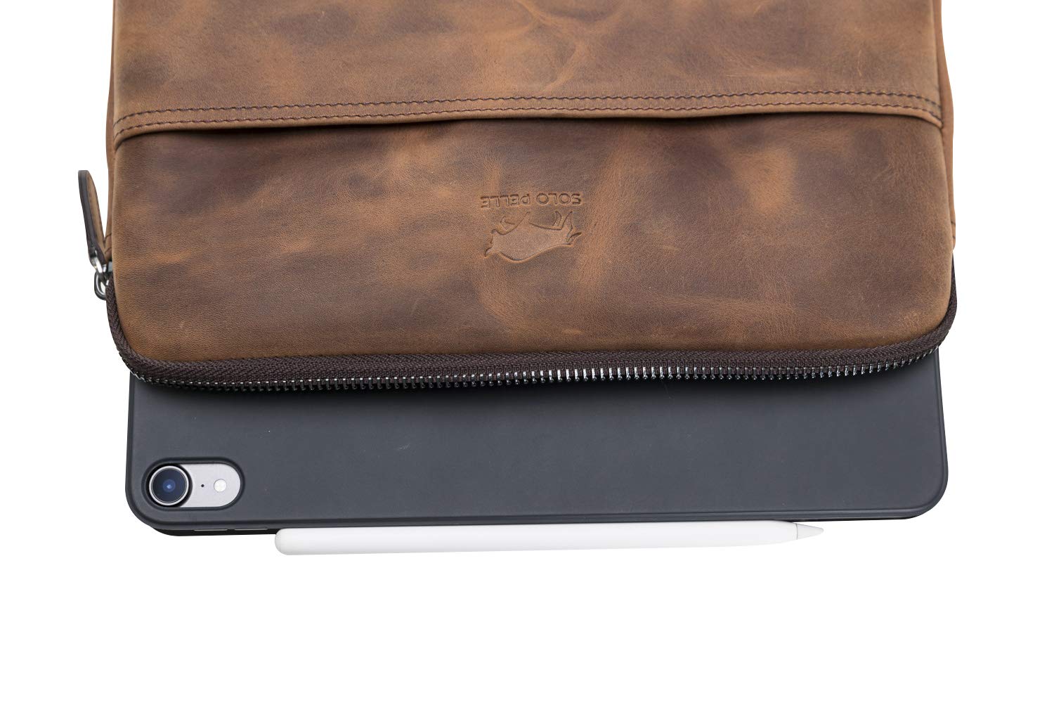 Solo Pelle Ledertasche für das Apple iPad Pro 10,2 I 10,5 & 11 Zoll und auch 9,7 Zoll Lederhülle Case Hülle aus echtem Leder in Vintage Braun