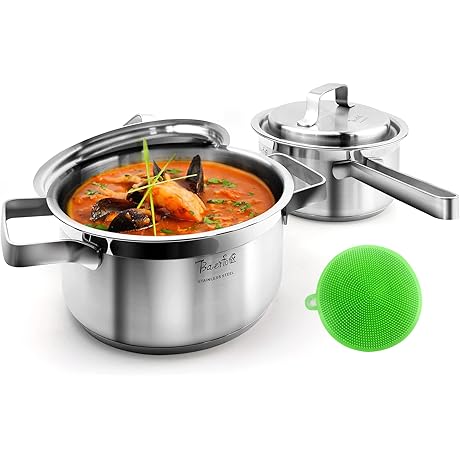 baerfo 304 stainless steel pots and pans set