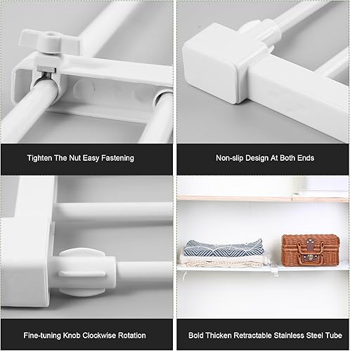 Miniatura 7 de Geetery 4 piezas de estantes de tensión de armario de metal expandibles, separadores de estantes ajustables para bricolaje, barra de tensión para