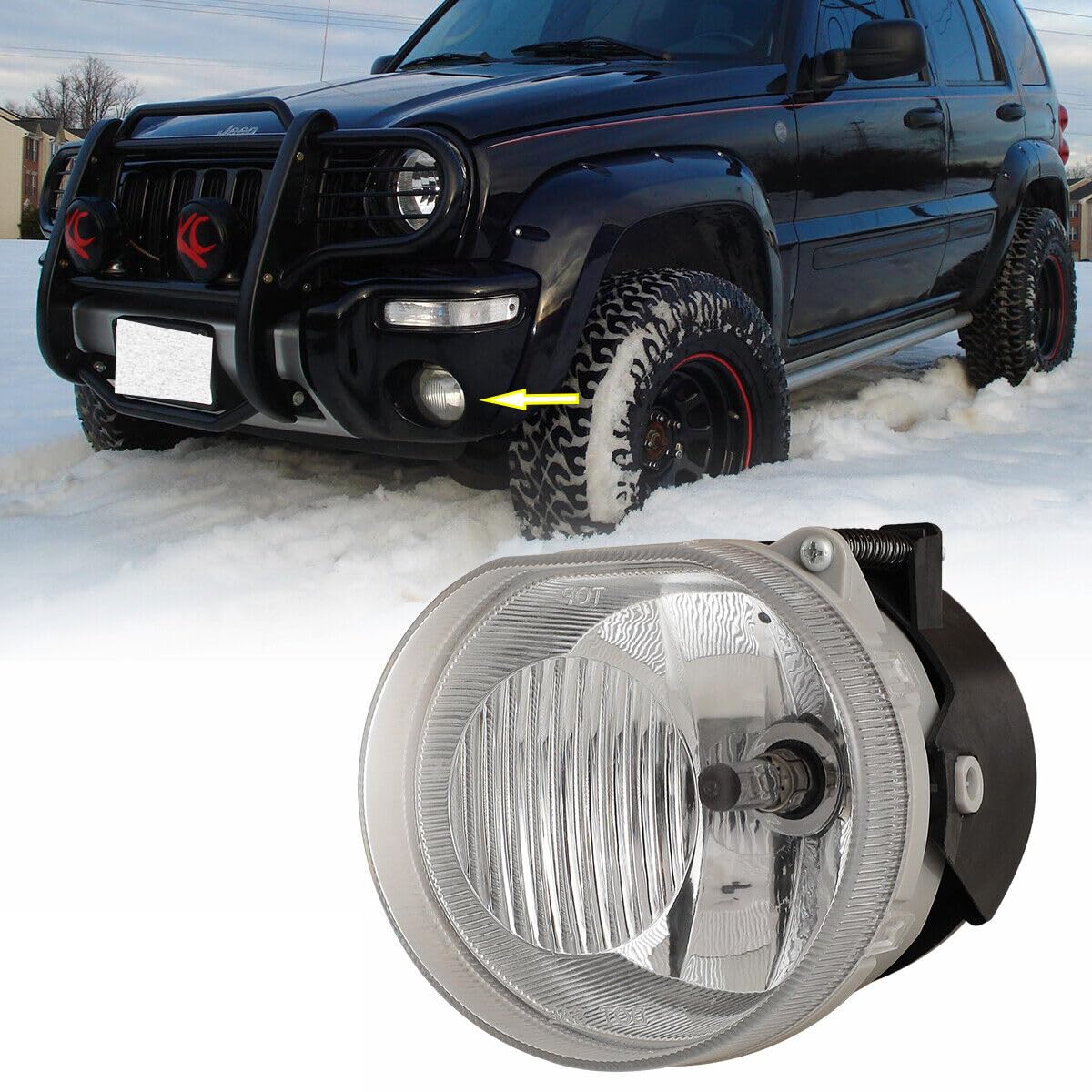 Nixon Offroad Fog Lights for Jeep Liberty 2002-2004 Fog Lamp Assembly Replacement with Bulb Clear Lens, Only 1 Left Driver Side