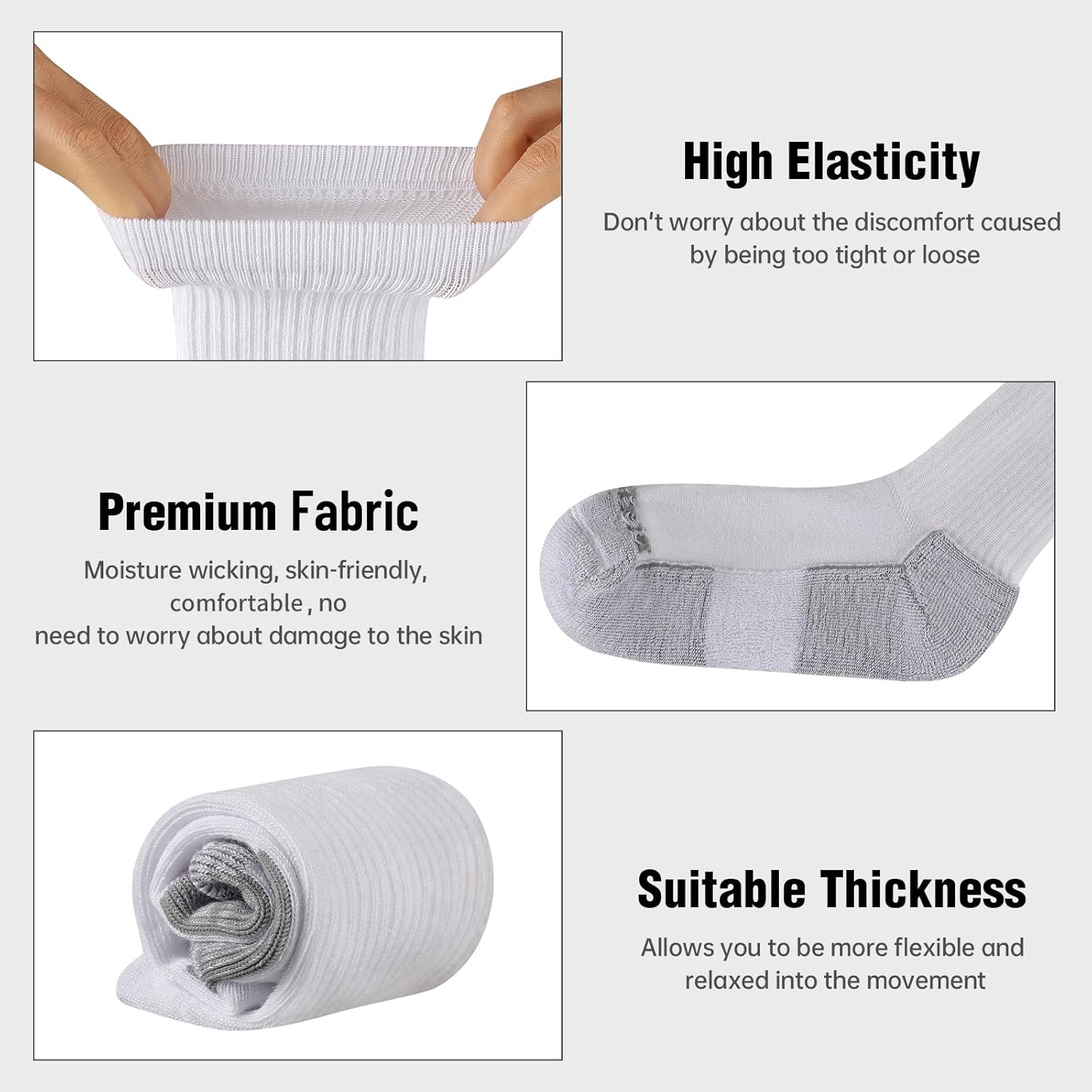 Heatuff Mens Crew Socks Moisture Wicking Max Cushion Athletic Work Socks for men (6 Pairs) - Image 4