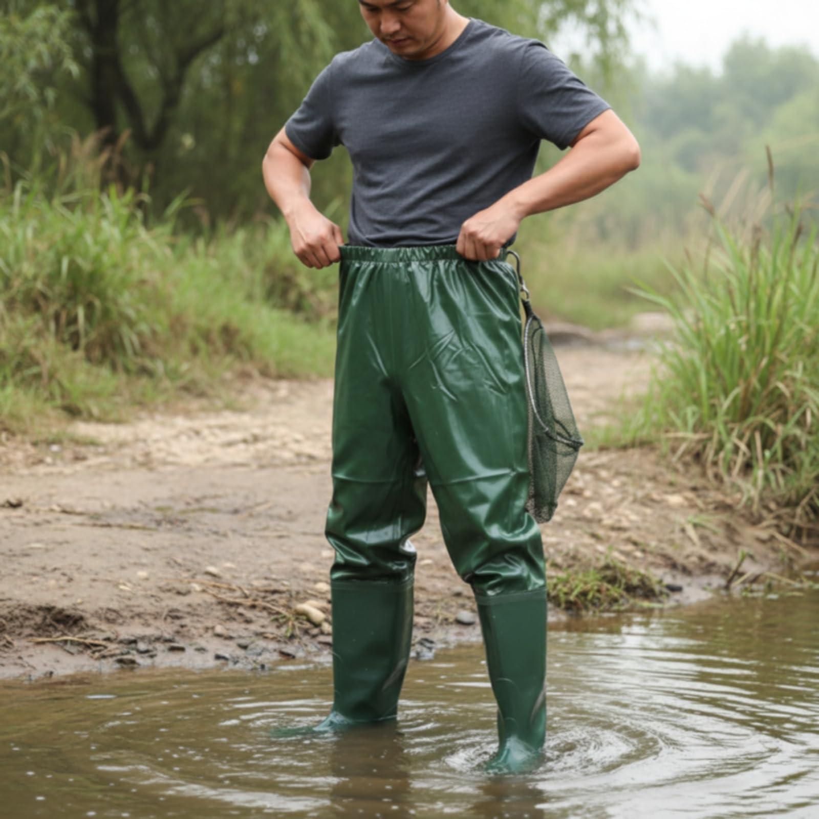 Harilla Wader da Pesca per Adulti Pantaloni da Wading Stivali Integrati Tuta Impermeabile Cuciture Sigillate Fit Comodo Materiale Plastico Adatti a Pesca in