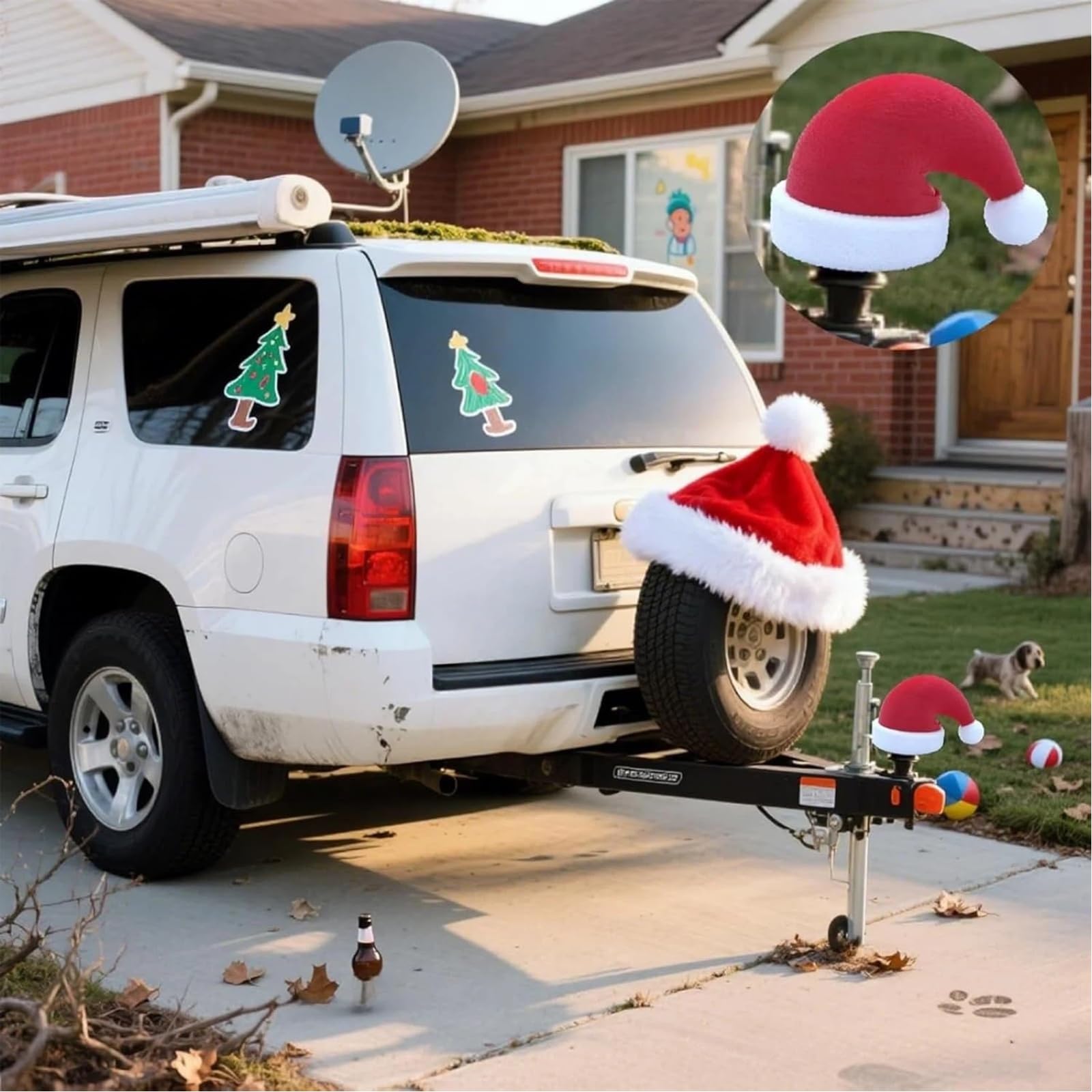 Lustige Weihnachtsmütze Anhängerkupplung Abdeckung – 3D Gedruckt Kappe AnhäNgerkupplung Weihnachtsdekoration für Auto & Anhänger Verhindert Rost des EmpfäNgerrohrs