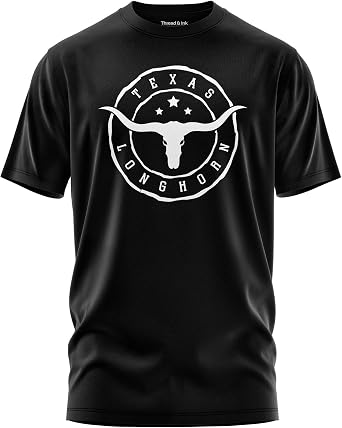 Texas Longhorn Logo Tshirt for Men, Unisex Short Sleeve Top, Classic Crewneck Top