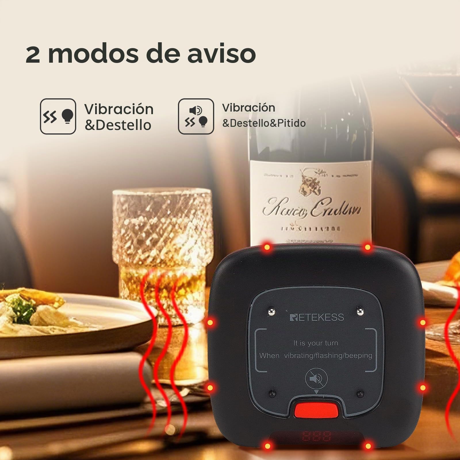Retekess TD183 Avisador mesa Restaurante, Pagers Beepers, 20 Buscapersonas | para Logística, Hotele, Almacén, FSK 800M, Estable y Difícil de Volcar, Modo Función de Recordatorio