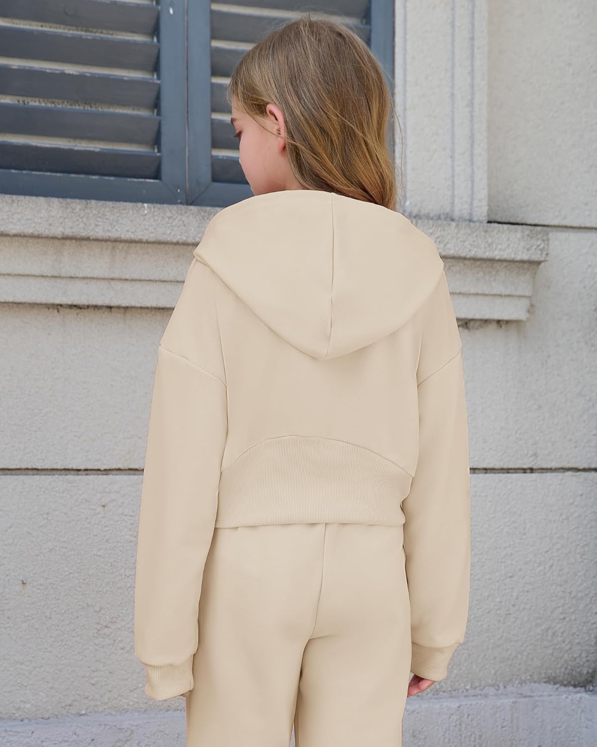 Girls 2 Piece Outfits Hoodie Zip Drop Shoulder Sweatshirt and Sweatpants Set with Pockets Sweatsuit Fall Clothes - Image 6