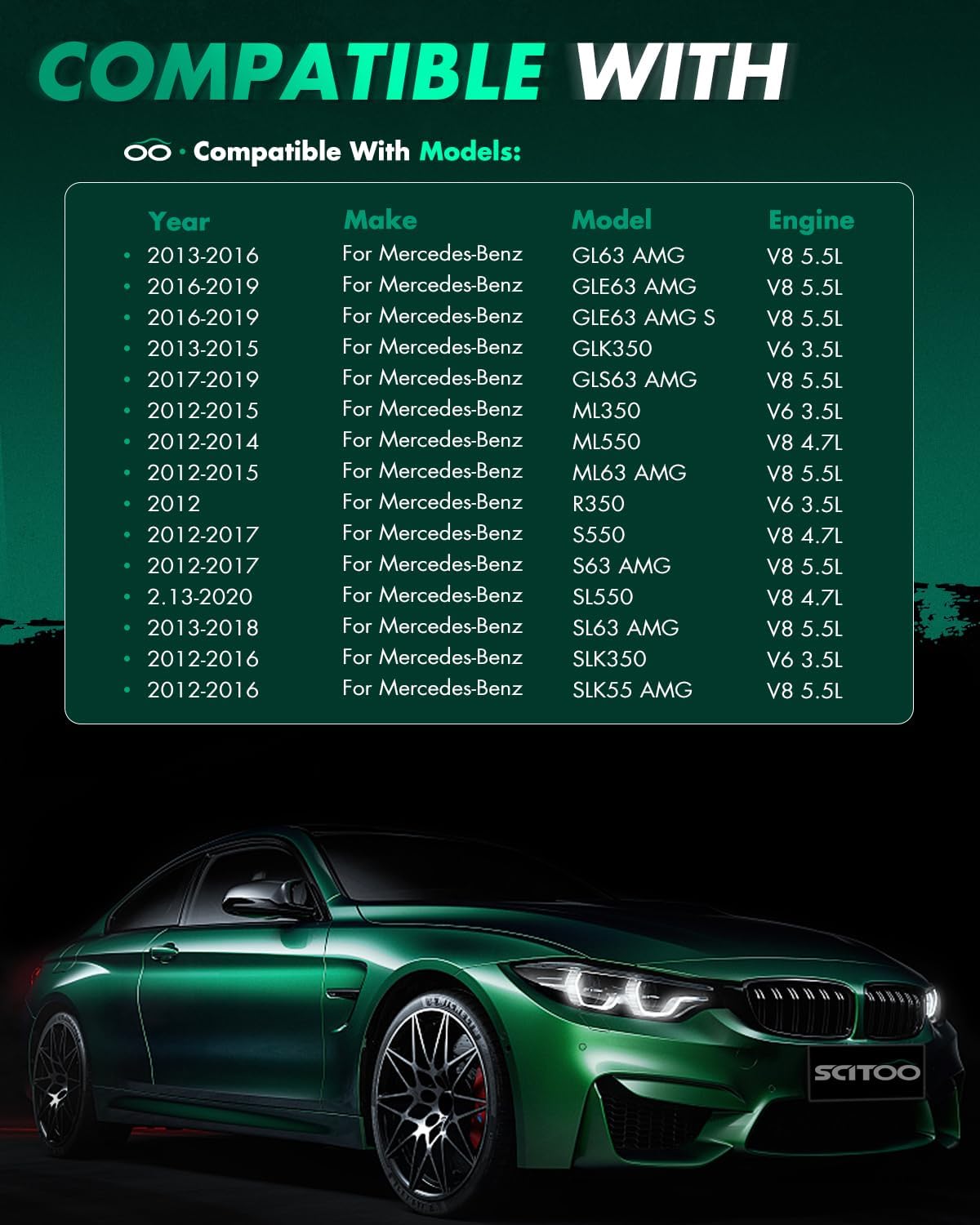 SCITOO Set of 6 ignition coils wilth 6 iridium Spark Plugs Replacement For Mercedes-Benz ML350 W166 V6 3.5L Replace UF733 + ZR6SII3320