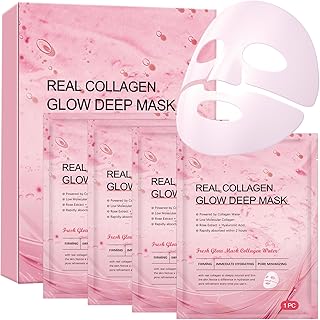 Koreansk Kollagen Ansiktsmask - 4 stycken Ansiktsvård för Kvinnor, Koreansk Hudvård, Kollagen nattmask, Återfuktande mask, Skönhetspresentset för kvinnor, Krymper porer, Återupplivar huden