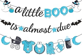 HD A Little Boo is Almost Due Baby Shower Banner, NO-DIY Blue A Little Boo is Almost Due, A Little Boo is Almost Due Baby Shower Decorations, A Little Boo is Almost Due Baby Shower Boy for Little Boo Baby Shower Banner