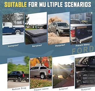 5.0 FT (61") Bed Soft Roll Up Tonneau Cover Fits 2019 2020 2021 2022 2023 Ford Ranger Truck Cargo Topper Soft Durable Vinyl | Not fit Cargo Management Rails