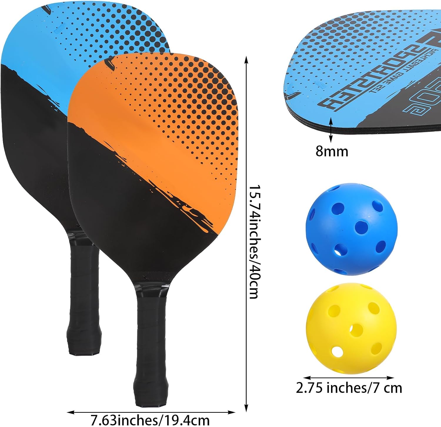 Pickleball Paddles Set of 4 with 4 Premium Wood Pickleball Racket & 8 Pickleball Balls & 4 Cooling Towels, Pickle Ball Paddles Pack Gifts for Men Women Beginner