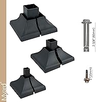 Vista 4 de Heavy Duty Steel Fence Base Flange Kit for 2 Inch Square Posts Complete Set with 1 Base, 1 Interlocking Cover, 4 Anchor Bolts, 4 Tapping Screws, 2