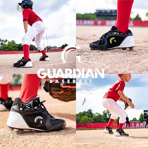 Miniatura 4 de Guardian Baseball Tacos de béisbol de caña alta para niños y niñas, tacos de sóftbol, talla 12 para niños pequeños a 7 para niños grandes
