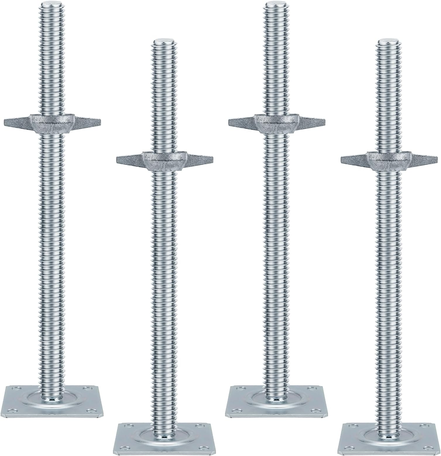 Yzzwer 18" Scaffold Adjustable Leveling-Jack Parts - Galvanized Solid Threaded Rod Scaffolding Feet for Baker Style Scaffolding 4 Pack