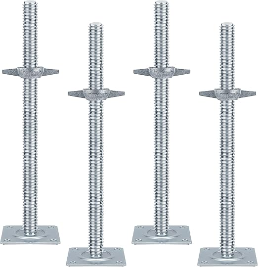 18" Scaffold Adjustable Leveling-Jack Parts - Yzzwer Galvanized Solid Threaded Rod Scaffolding Feet for Baker Style Scaffolding 4 Pack