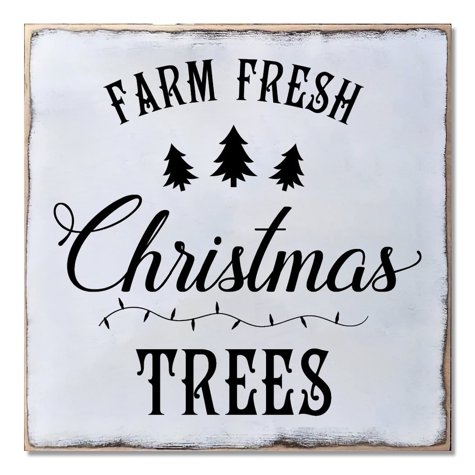 Plaque en bois Farm Fresh Christmas Trees : décoration de Noël murale et fournitures de fête