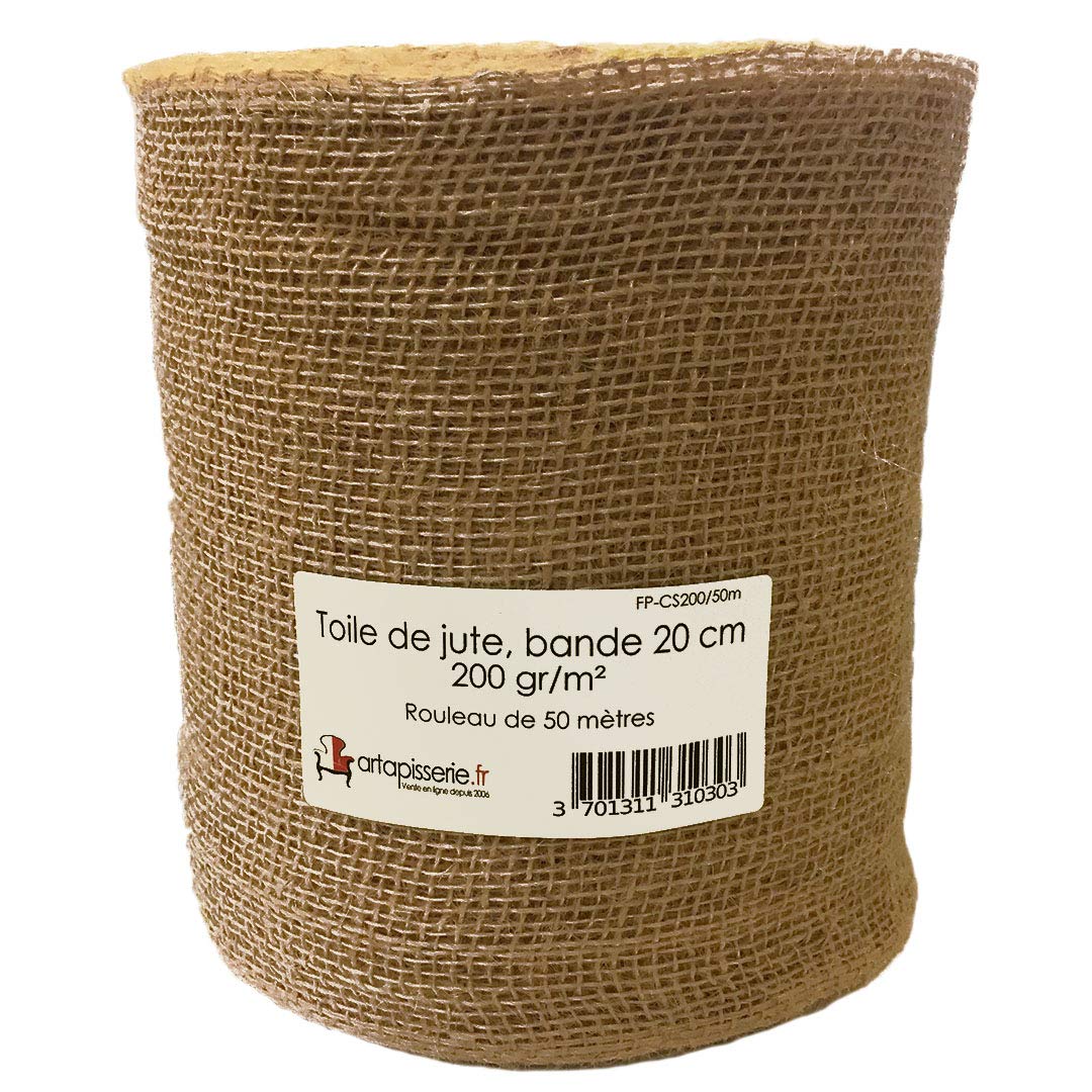 Toile de Jute Ruban Largeur 20cm 200gr/m² - Vendue au Rouleau de 20m