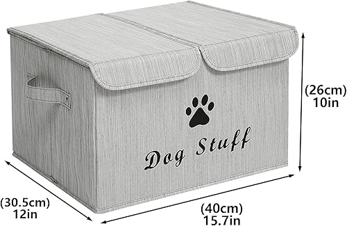 Miniatura 4 de Geyecete Cajas de almacenamiento grandes  Cubos de almacenamiento plegables de tela de lino grandes con tapa y asas para ropa y accesorios para