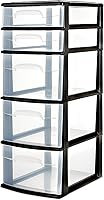 HOMZ 5-Tier Clear Plastic Drawer Tower Organizer Black Frame - Versatile Storage for Bedroom Bathroom Office Closet