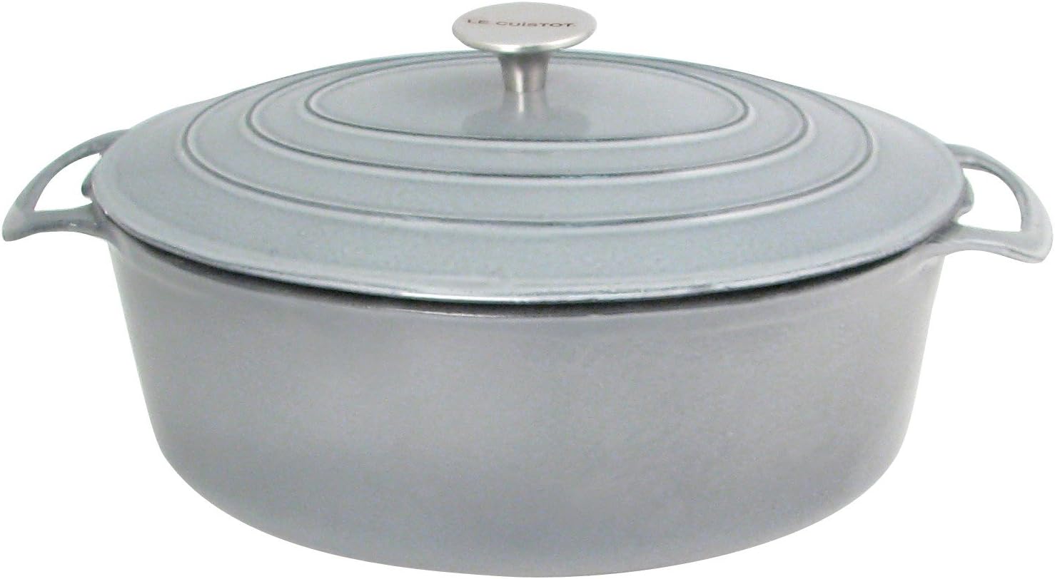 Le Cuistot Vieille France Enameled Cast-Iron 7 Quart Oval Dutch Oven - Classy Grey
