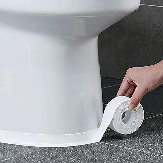 1.5 Inch x 16.4 Ft White Bath & Kitchen Caulk Tape Sealant Strip, PVC Self Adhesive Waterproof Caulking Sealing Tape, Decorative Sealant Trim for Kitchen Sink Toilet Bathroom Shower and Bathtub
