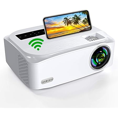 WiFi Projector, G R O V I E W Native 1080P Video Projector, 8000 Lumen, Supports 5G+2.4G WiFi, Support 4K, with Zoom Function, 300'' Display Screen, Compatible with Phone, TV Stick, HDMI, VGA,USB, PS4